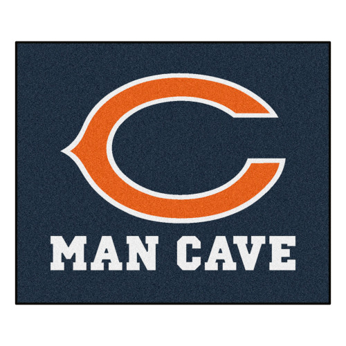 59.5" x 71" Blue and Orange NFL Chicago Bears "Man Cave" Outdoor Area Throw Rug - IMAGE 1