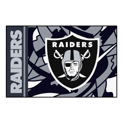 19" x 30" Black and Silver NFL Oakland Raiders X-Fit Starter Mat - IMAGE 1