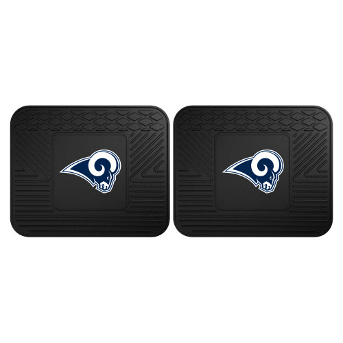 Set of 2 Black NFL Los Angeles Rams Heavy Duty Rear Car Floor Mats 14" x 17" - IMAGE 1