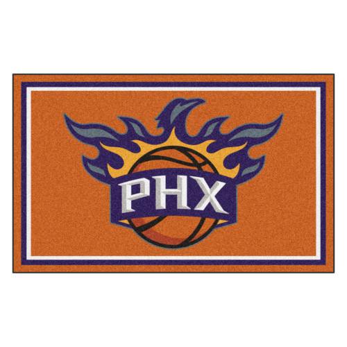 3.6' x 5.9' Orange and Blue NBA Phoenix Suns Plush Area Rug - IMAGE 1