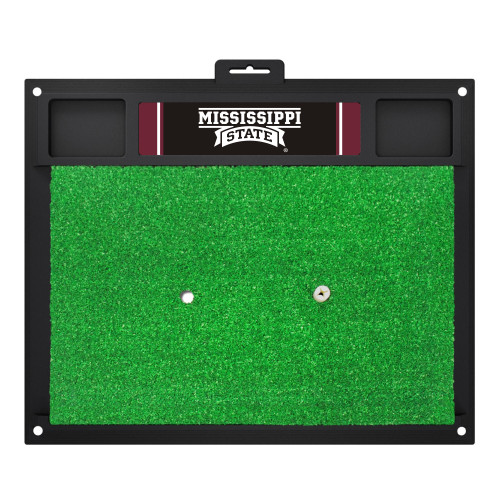 20" x 17" Black and Green NCAA Mississippi State University Bulldogs Golf Hitting Mat - IMAGE 1