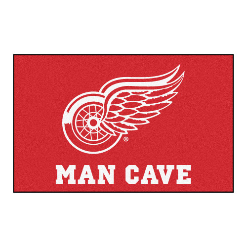 59.5" x 94.5" Red and White NHL Detroit Red Wings "Man Cave" Outdoor Area Throw Rug - IMAGE 1