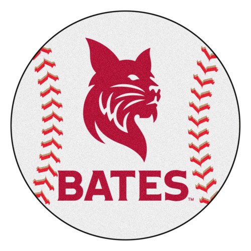 27" White and Red NCAA Bates College Bobcats Baseball Round Door Mat - IMAGE 1