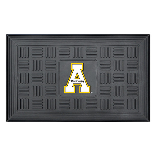 31.25"x19.5" Black NCAA Appalachian State Mountaineers 3-D Team Medallion Vinyl Door Mat - IMAGE 1