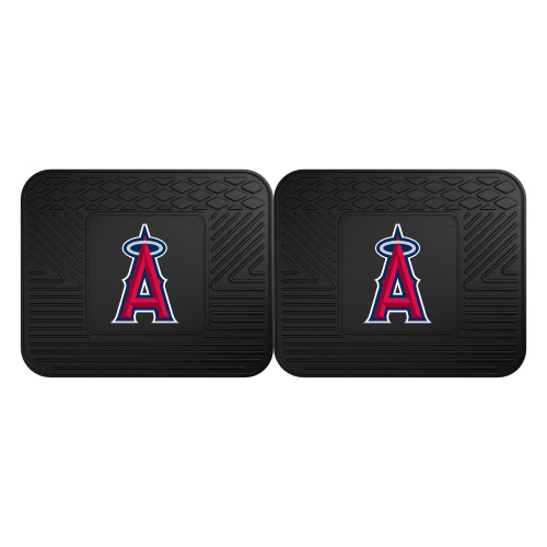 Set of 2 Black and Red MLB Los Angeles Angels Heavy Duty Rear Car Floor Mats 14" x 17" - IMAGE 1