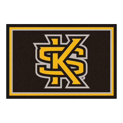 59.5" x 88" Brown and Yellow NCAA Kennesaw State University Owls Area Rug - IMAGE 1