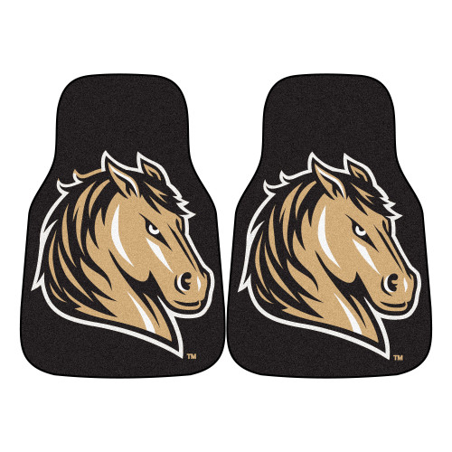 Set of 2 Black NCAA Southwest Minnesota State University Mustangs Front Carpet Car Mats 17" x 27" - IMAGE 1