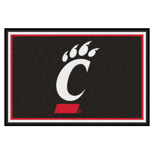 4.9' x 7.3' Black and White Contemporary NCAA University of Cincinnati Bearcats Rectangular Area Rug - IMAGE 1