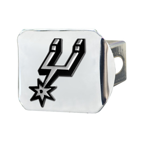 4" x 3.25" Silver and Black NBA San Antonio Spurs Hitch Cover Automotive Accessory - IMAGE 1