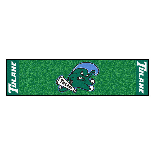18" x 72" Green NCAA Tulane University Green Wave Putting Golf Mat - IMAGE 1