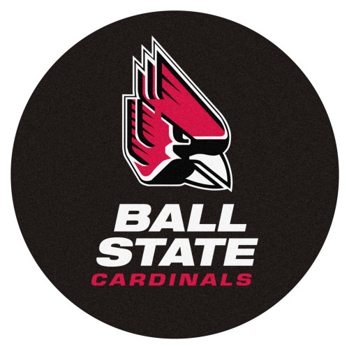 27" Red and Black NCAA Ball State University Cardinals Puck Round Mat - IMAGE 1