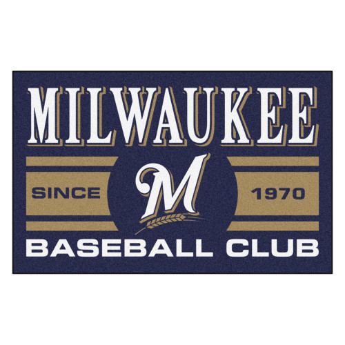 19" x 30" Black and White MLB Milwaukee Brewers Starter Mat Rectangular Area Rug - IMAGE 1