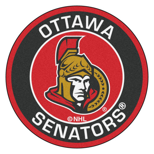 27" Black and Red NHL Ottawa Senators Rounded Door Mat - IMAGE 1