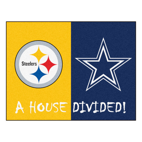 33.75" x 42.5" Blue and Yellow NFL House Divided Steelers Cowboys Non-Skid Doormat - IMAGE 1
