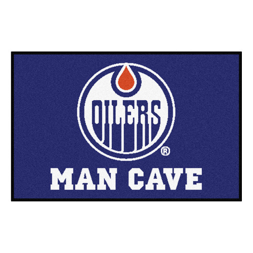 19" x 30" Blue and White NHL Edmonton Oilers "Man Cave" Starter Door Mat - IMAGE 1