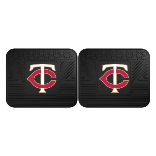 Set of 2 Black and Red MLB Minnesota Twins Heavy Duty Rear Car Floor Mats 14" x 17" - IMAGE 1