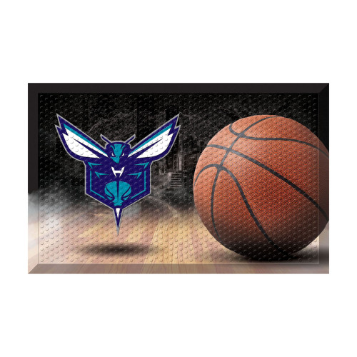 Blue and Black NBA Charlotte Hornets Shoe Scraper Doormat 19" x 30" - IMAGE 1