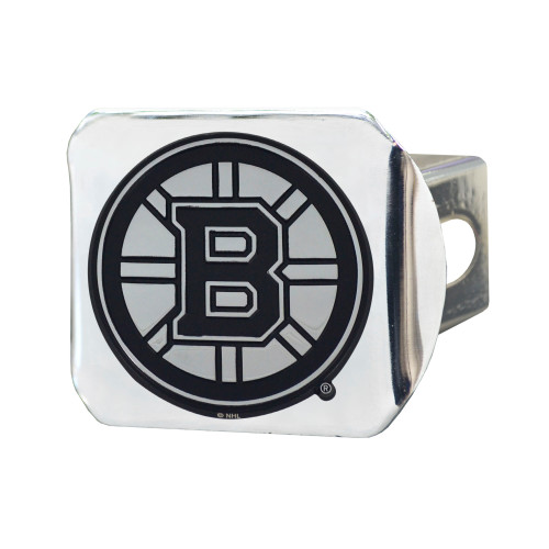 4" x 3.25" Silver and Black NHL Boston Bruins Hitch Cover Automotive Accessory - IMAGE 1