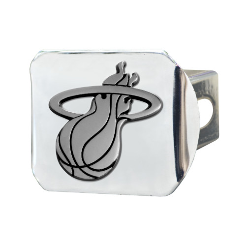 4" x 3.25" Silver and Black NBA Miami Heat Hitch Cover Automotive Accessory - IMAGE 1