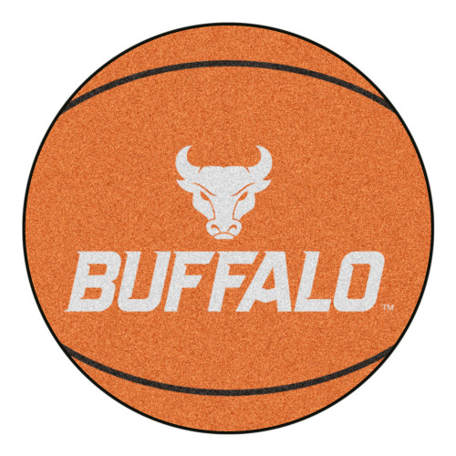 27" Black and Orange NCAA State University of New York at Buffalo Bulls Basketball Shape Area Rug - IMAGE 1