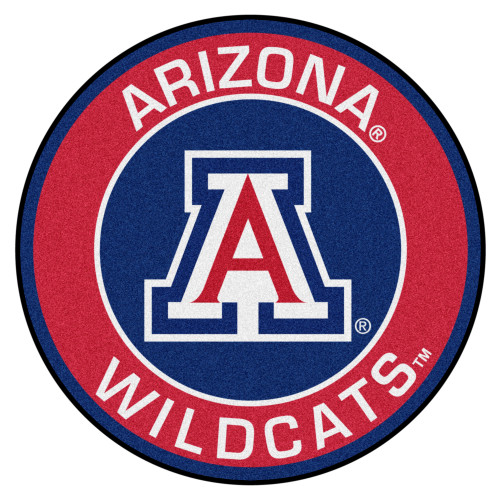 27" Red and Blue NCAA University of Arizona Wildcats Rounded Non-Skid Mat Area Rug - IMAGE 1