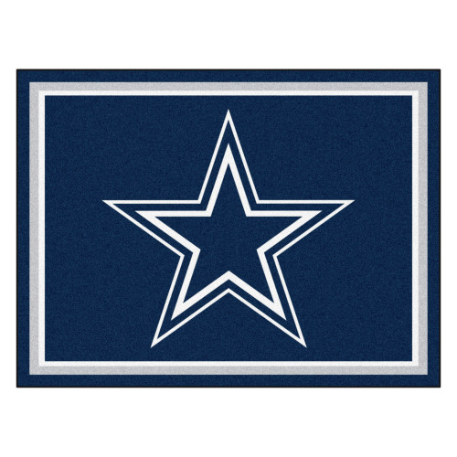 7.25' x 9.75' Blue and White NFL Dallas Cowboys Plush Non-Skid Area Rug - IMAGE 1