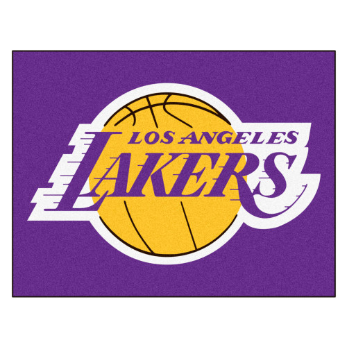 33.75" x 42.5" Purple and Gold NBA Los Angeles Lakers Rectangular All-Star Mat Outdoor Area Rug - IMAGE 1