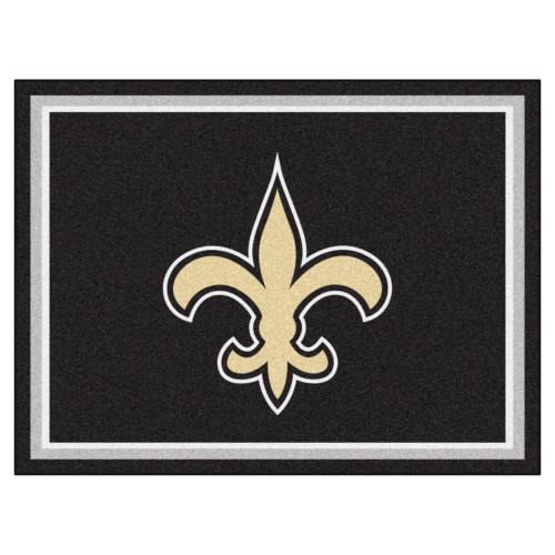 8' x 10' Black and Ivory NFL New Orleans Saints Plush Non-Skid Area Rug - IMAGE 1