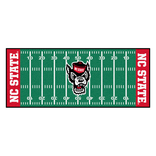 30" x 72" Green and Red NCAA North Carolina State University Wolfpack Football Field Area Rug Runner - IMAGE 1