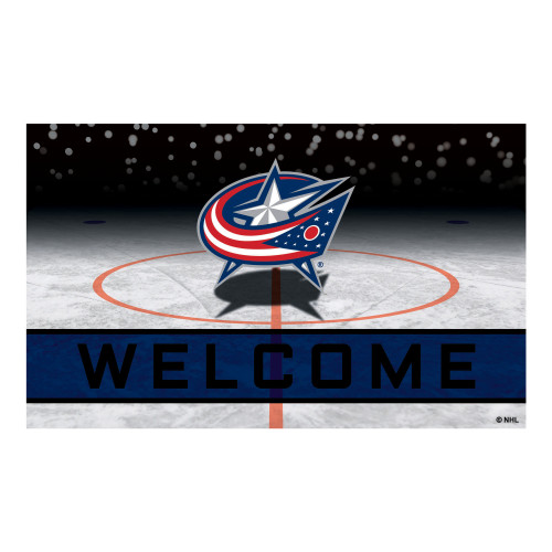 18" x 30" Blue and White NHL Columbus Blue Jackets Heavy Duty Outdoor Door Mat - IMAGE 1