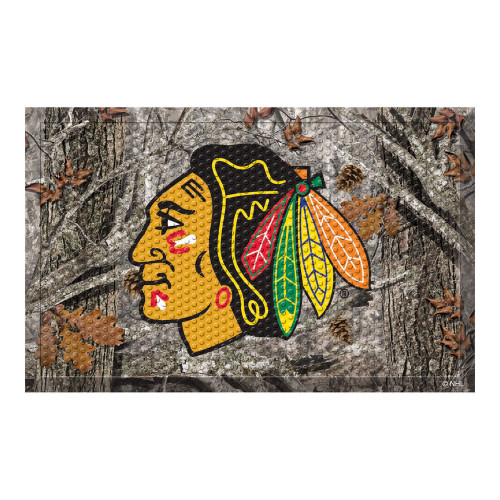 19" x 30" Brown and Yellow NHL Chicago Blackhawks Shoe Scraper Doormat - IMAGE 1