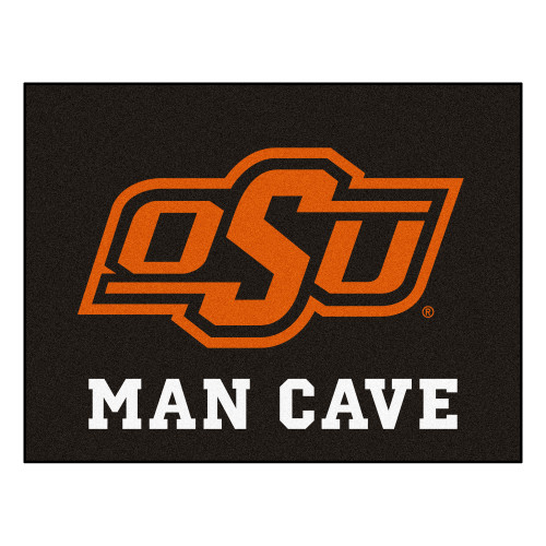 2.8' x 3.5' Black NCAA Oklahoma State University Cowboys Man Cave All Star Rectangular Area Rug - IMAGE 1