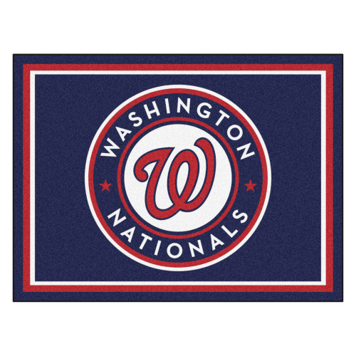 7.25' x 9.75' Red and White MLB Washington Nationals Plush Non-Skid Area Rug - IMAGE 1