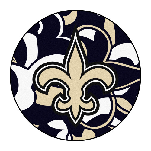 27" Black and White NFL New Orleans Saints X-Fit Round Mat - IMAGE 1