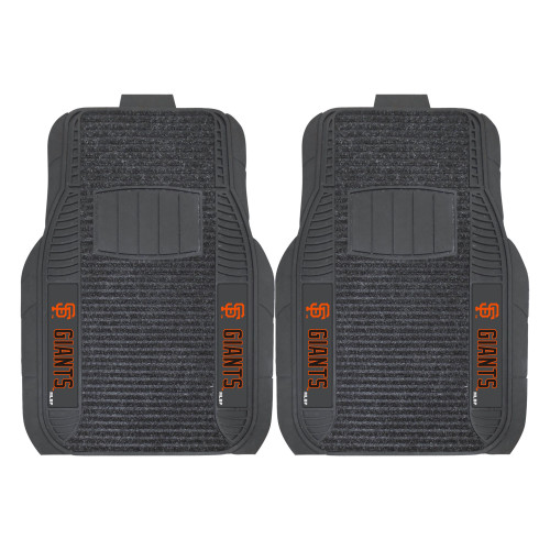 Set of 2 Black and Orange MLB San Francisco Giants Deluxe Car Mats 21" x 27" - IMAGE 1