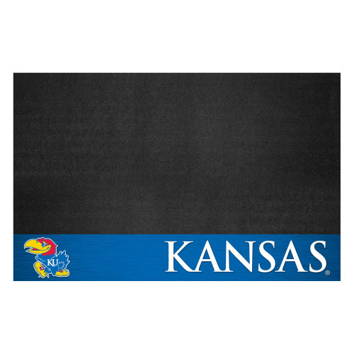 26" x 42" Black and Red NCAA Jayhawks Grill Mat Tailgate Accessory - IMAGE 1