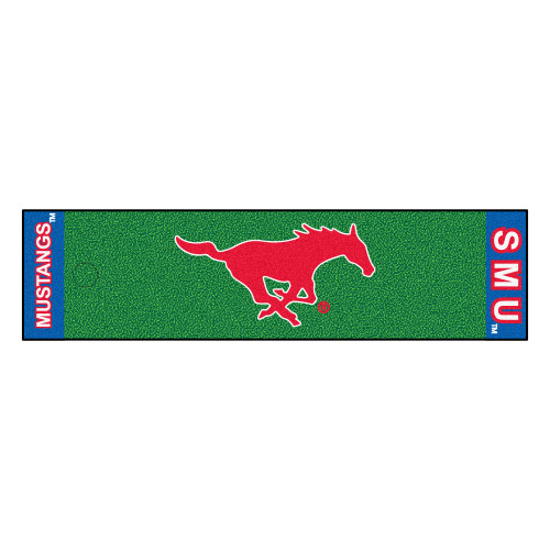 18" x 72" Green and Red NCAA Southern Methodist University Mustangs Putting Mat Golf Accessory - IMAGE 1