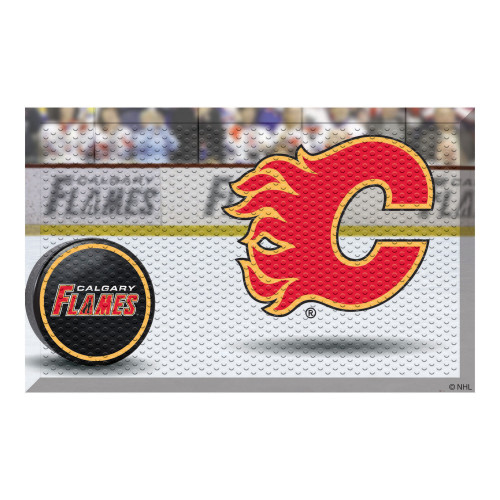 19" x 30" Black and Red NHL Calgary Flames Shoe Scraper Doormat - IMAGE 1