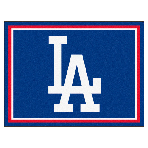 8' x 10' Blue and White MLB Dodgers Plush Non-Skid Area Rug - IMAGE 1