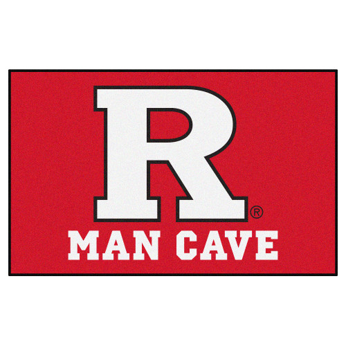 5' x 8' White and Red NCAA Scarlet Knights Man Cave Ultimate Rectangular Mat Area Rug - IMAGE 1