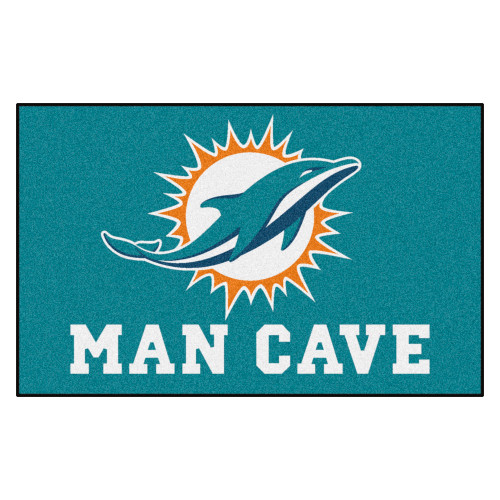 59.5" x 94.5" Blue NFL Miami Dolphins Man Cave Ultimate Rectangular Area Rug - IMAGE 1