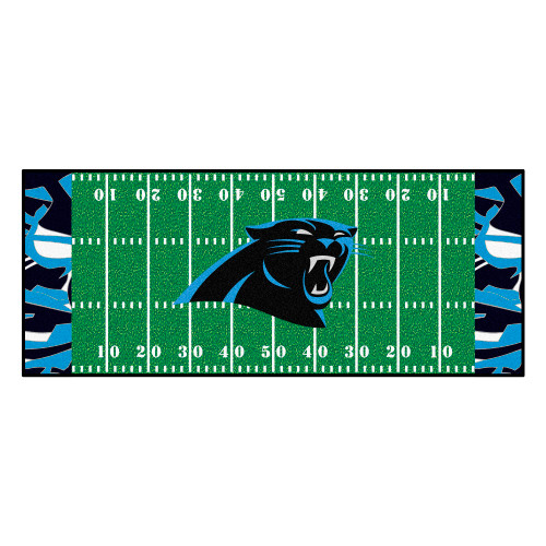 30" x 72" Green NFL Carolina Panthers Football Field Runner Mat Area Rug - IMAGE 1