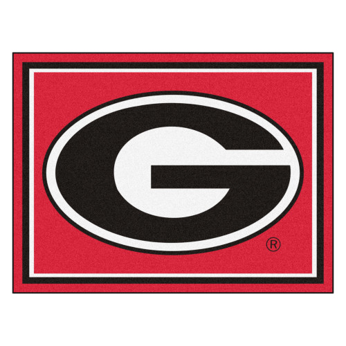 7.25' x 9.75' Red and Black NCAA University of Georgia Bulldogs Plush Rectangular Area Rug - IMAGE 1