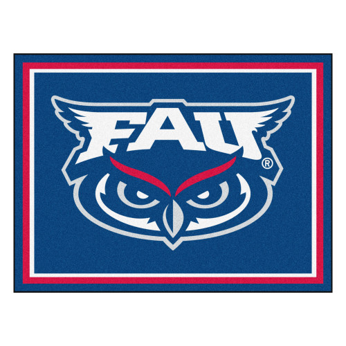 7.25' x 9.75' Red and White NCAA Florida Atlantic University Owls Plush Area Rug - IMAGE 1