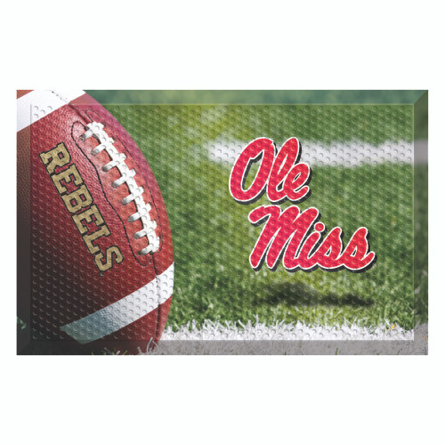 19" x 30" Brown and Red NCAA University of Mississippi Rebels Shoe Scraper Door Mat - IMAGE 1