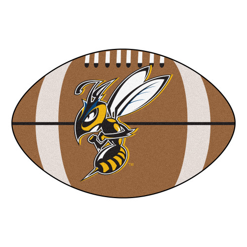 20.5" x 32.5" Brown and White NCAA Montana State University Billings Yellow Jacket Football Shaped Area Rug - IMAGE 1