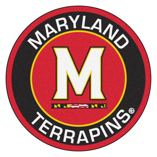 27" Red and Black NCAA University of Maryland Terps Rounded Door Mat - IMAGE 1