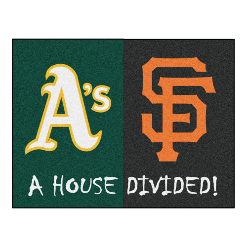 33.75" x 42.5" Green and Black MLB House Divided Non-Skid Mat Rectangular Area Rug - IMAGE 1