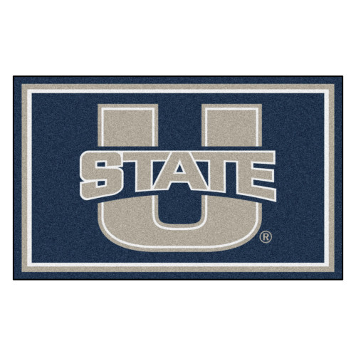 4' x 6' Blue and Gray NCAA Utah State University Aggies Non-Skid Area Rug - IMAGE 1
