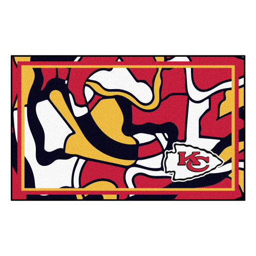 3.6' x 5.9' Red and Gold NFL Kansas City Chiefs Ultra Plush Rectangular Area Rug - IMAGE 1